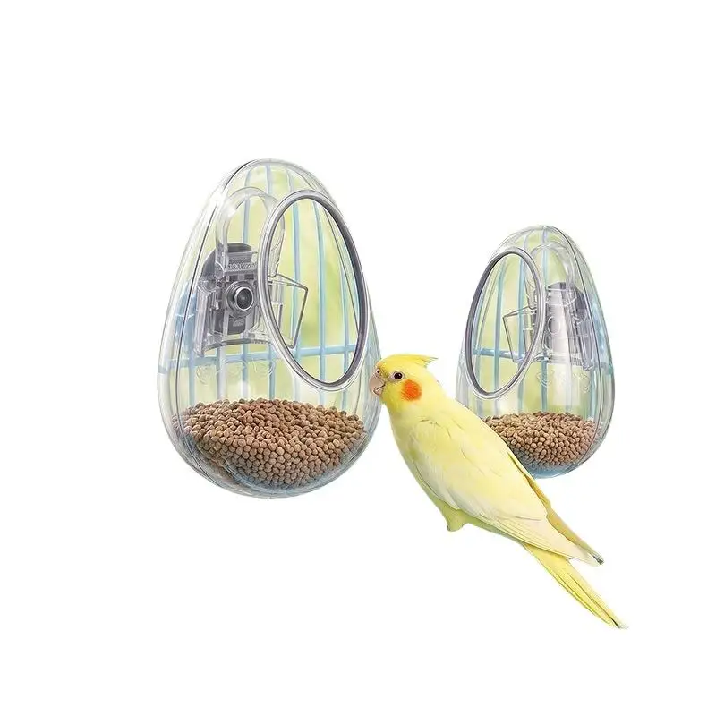 1PcsWall Hanging Bird Food Cup Anti Splashing Transparent Bird Feeding Bowl Detachable Plastic Parrot Feeder Drinker view 6
