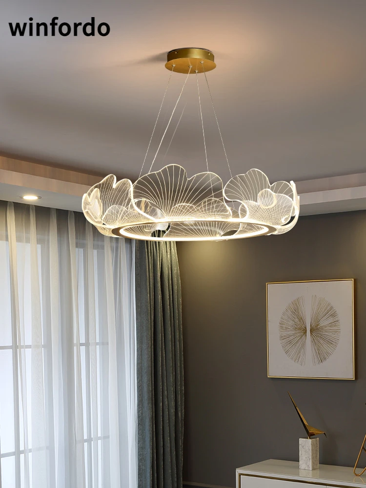 lampada led nordic lotus leaf luz moderna lustre de luxo sala de estar quarto 01