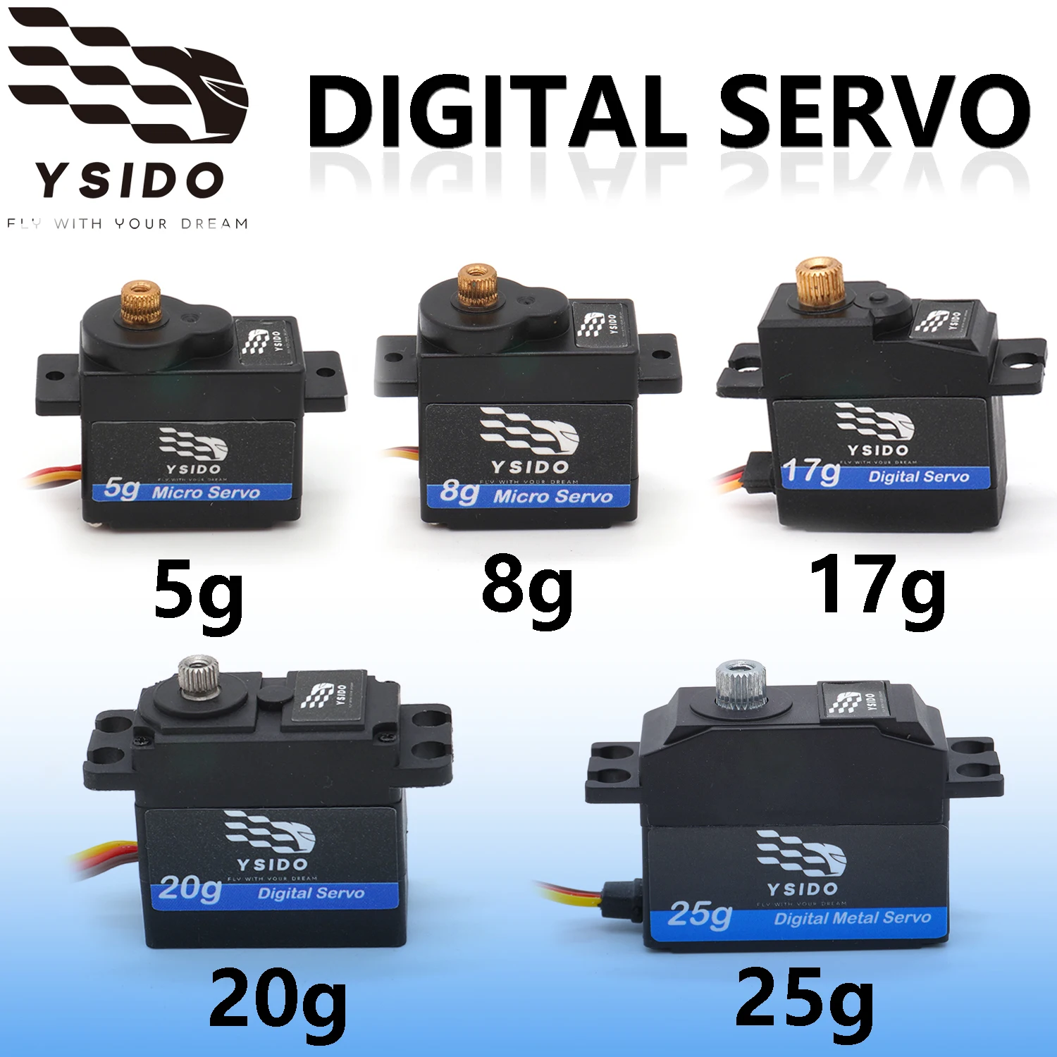 

YSIDO 5g 8g 17g 20g 25g Digital Servo Metal Gear Mini Servo for RC Car Airplane Fixed-Wing Robot Boat Axial SCX24 Wltoys k969