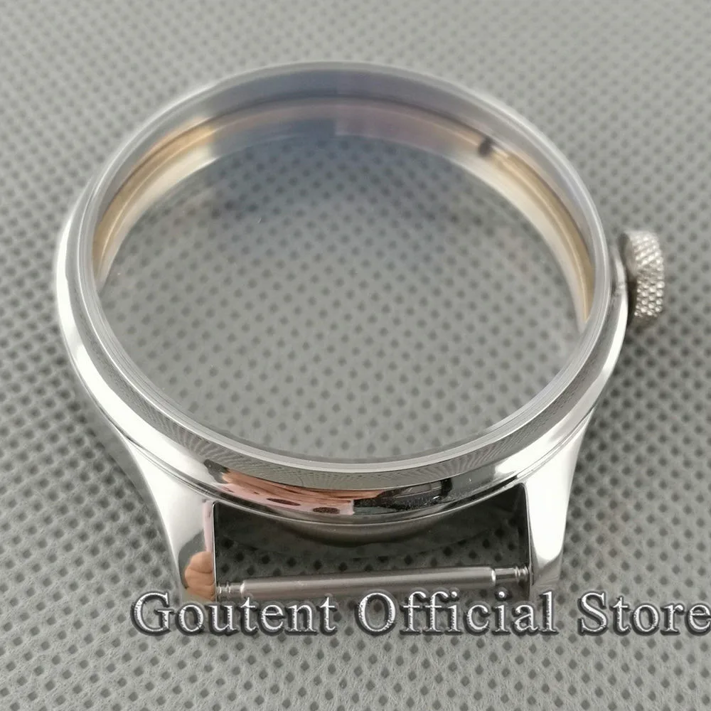 Goutent 44mm Silver Steel Watch Case Fit ETA 6497/6498 Seagull ST3600/3620 Movement Watch Parts