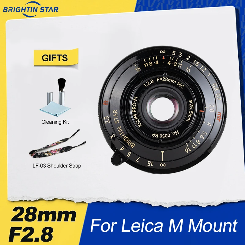 Brightin Star 28 มม.F2.8 Full กรอบ 28 มม.F2.8 สีดํามุมกว้าง Full กรอบโฟกัสภาพเลนส์สําหรับ Leica M Mount