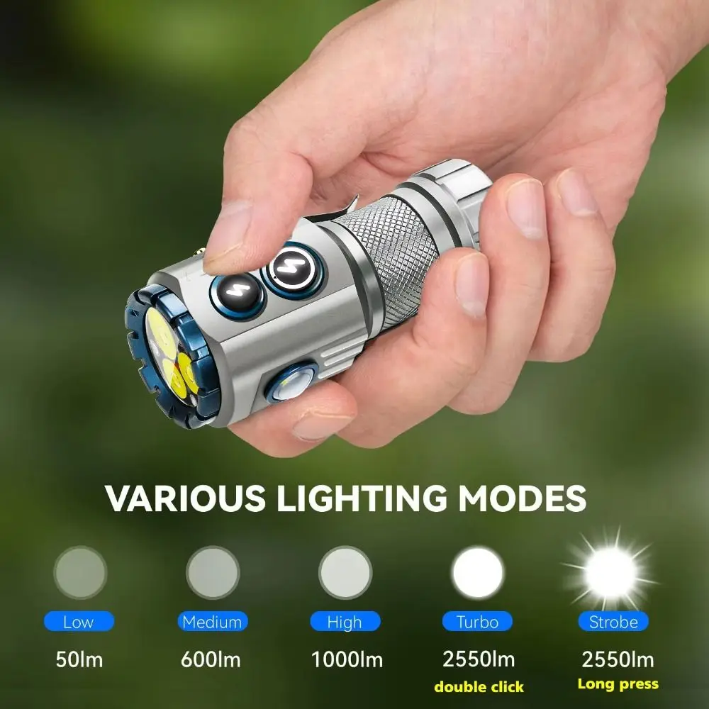 Multifunctional Design EDC Flashlight Aluminum Alloy Magnetic Tail Rechargeable Torch Cap Lamp Four Color Side Lights