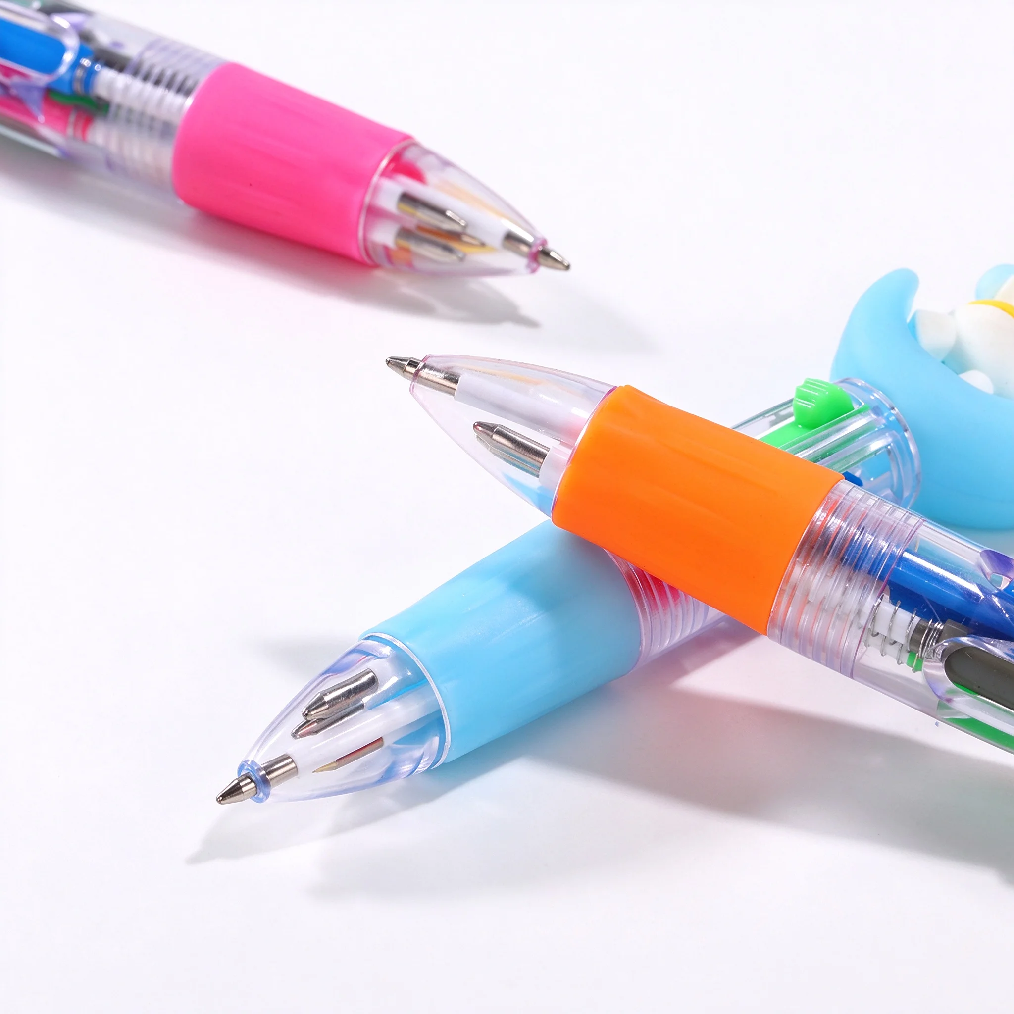 Cute Kawaii 4-Color Retractable Ballpoint Pen, Mini Short Click Pen, Student Journal Marking Stationery (10 Pens)