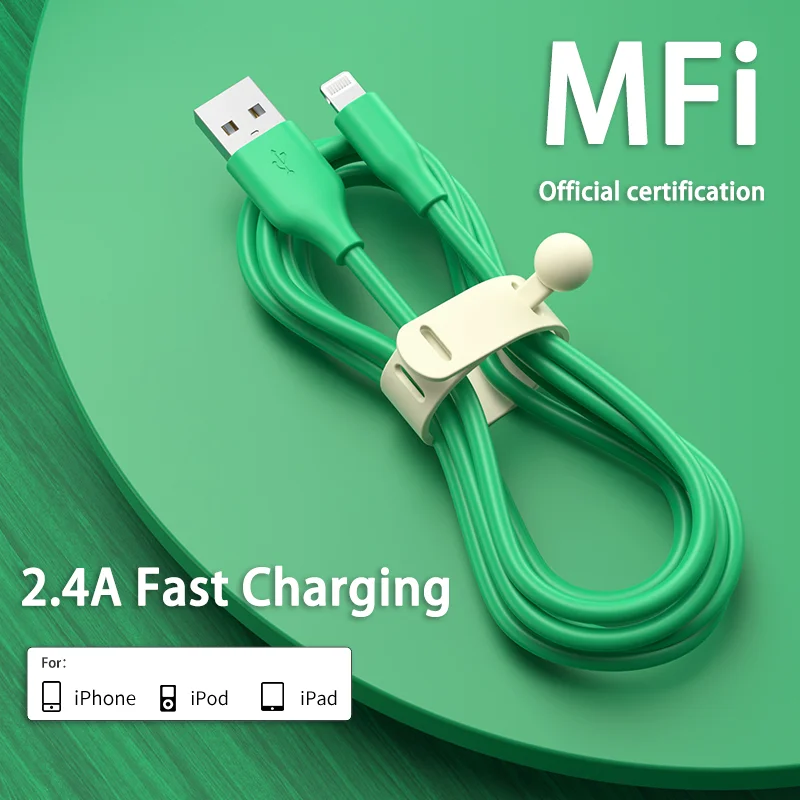 

MFi 2.4A Fast Charging USB to Lightning Cable for iPhone 14 13 12 11 Pro Max for iPhone Charger Cable for iPad Phone Data Cable