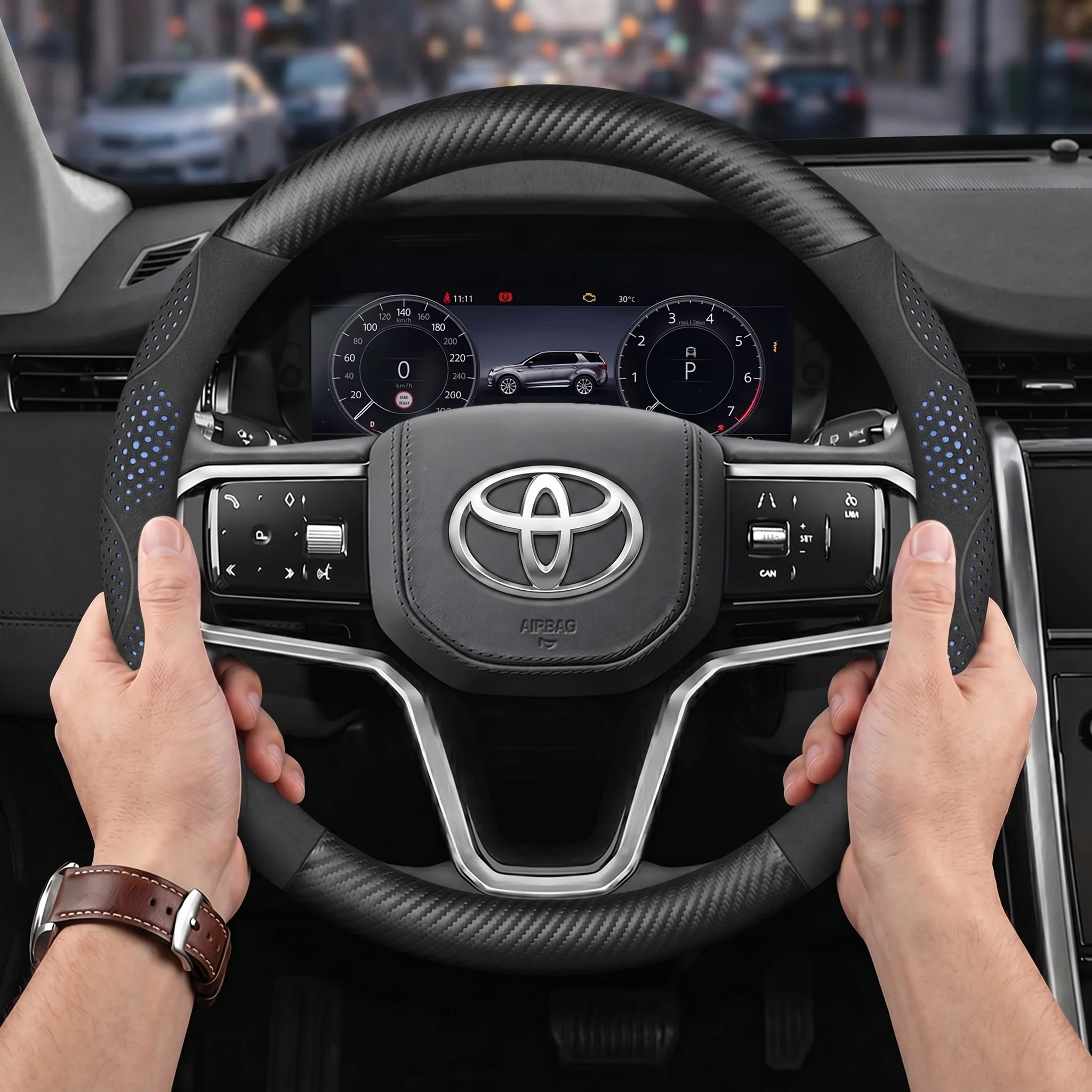 Funda de Cuero para Volante de Coche para Toyota CHR RAV4 Corolla Highlander Prius Yaris Prius RAIZE RUSE Auris Camry Accesorios