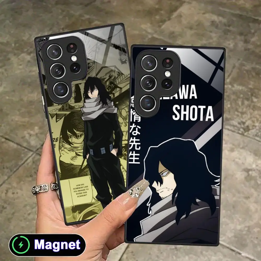 MHA Aizawa Shota Phone Case for Samsung Galaxy S26 S25 S24 S23 S22 S21 S20 Note20 Plus FE Ultra Glass Magnet Cover
