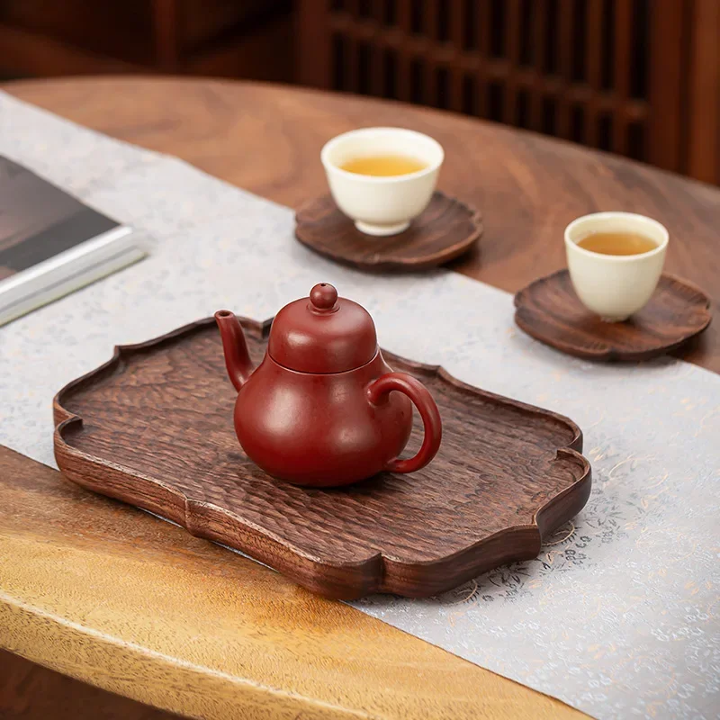 صينية شاي على شكل بيجونيا من خشب الجوز وصينية فقاعات جافة – وسادة وعاء ريترو مع صينية تقديم للوجبات الخفيفة لشاي بعد الظهر #5