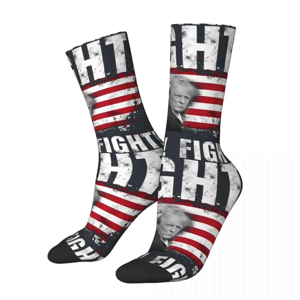 Crazy compression Donald Trump Fight Fighting Fighters Sock for Men Harajuku Donald Trump Seamless Pattern Crew Sock Novelty