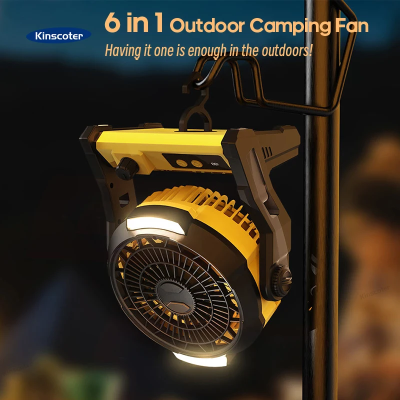 

KINSCOTER New Multifunctional Outdoor Camping Fan 10000mAh Desk Fan Wireless Ceiling Electric Fan LED Lighting Power Bank Timer