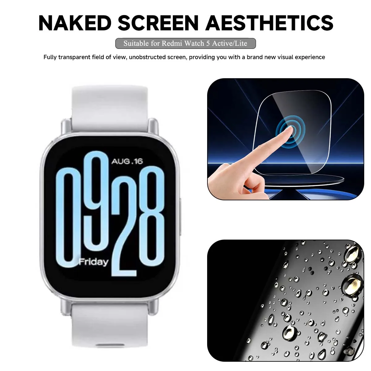 Защитная пленка против царапин для Redmi Watch 5, активная защитная пленка из закаленного стекла для Xiaomi Redmi Watch 5, Active Lite