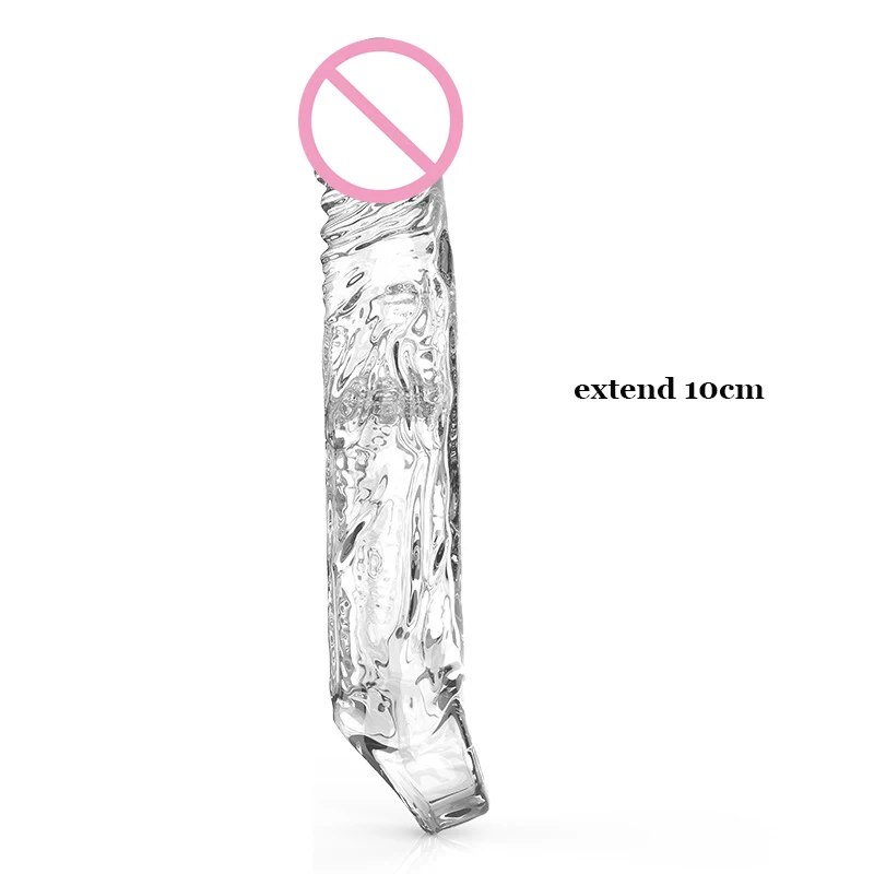 Transparent Penis Extend Sleeve Reusable Condoms Dildo Enhancer Delay Ejaculation Cock Rings Nozzle Sex Toys for Men