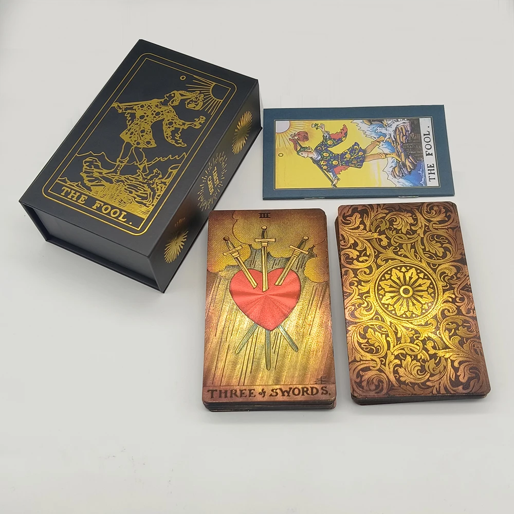 Hengqiyuan Cartes de Tarot en PVC Imperméable - Jeu de Cartes de Tarot avec Livre pour Débutants - Jeu de Tarot en Anglais,12 * 7 cm