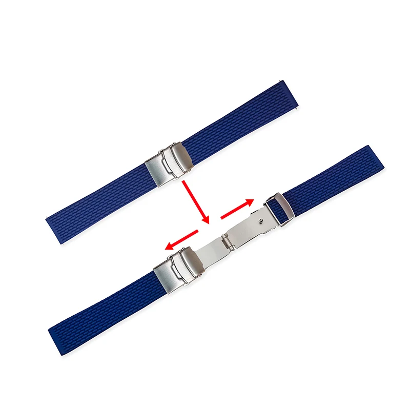 Pulseira de silicone com buck dobrável, cinto de relógio de substituição, acessórios adequados para Oris MONTBLANC TAG Heuer, 18mm, 20mm, 22mm, 24mm
