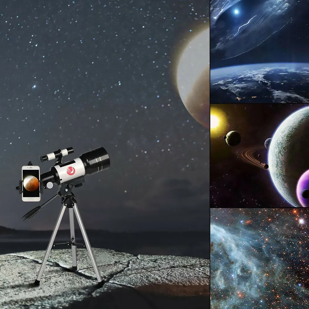 1Set Versatile 150X Monocular Astronomical Telescope with Premium Aluminum Tripod and Secure Phone Clip Ideal for Camping Hiking
