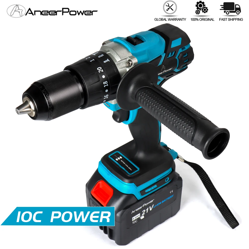 21V 6000 Mah Lithium Battery Drill Cordless Impact Drill Brushless 10C Power Electric Screwdriver Tools For Makita Battery Tools