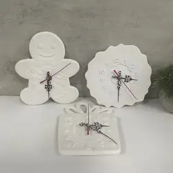 DIY Christmas Clock Silicone Mold Gingerbread Man Gift Circular Garden Clock Accessories Resin Gypsum Plaster Decoration Mould