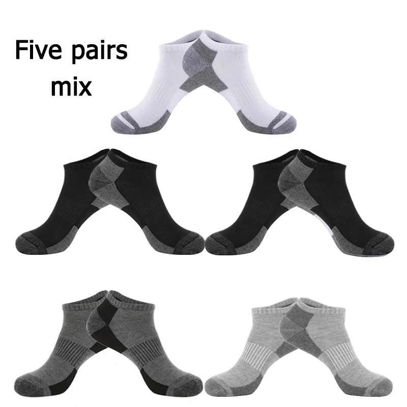 5 Paar gepolsterte Laufsocken für Herren mit atmungsaktiven, tief ausgeschnittenen Trägern, Fußgewölbe-Söckchen für Sport und Freizeit