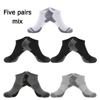 5 pairs of men's cushioned running socks with breathable low cut straps arch ankle socks for sports and leisure