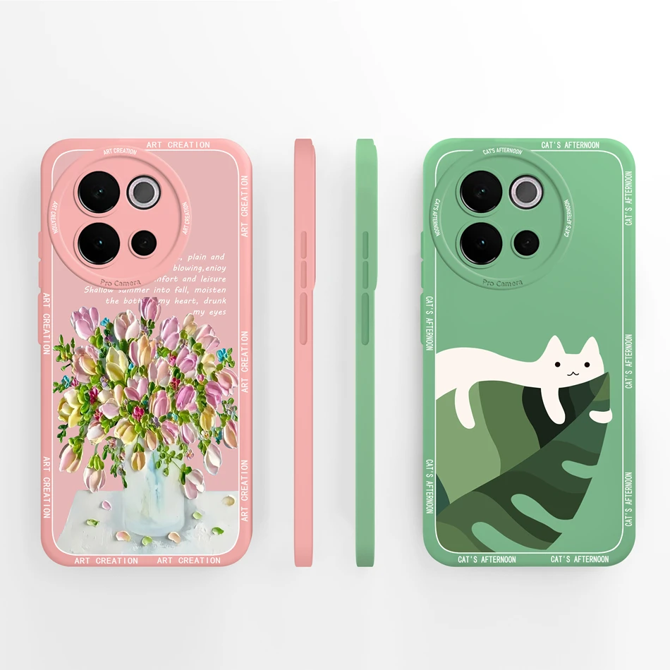 For Vivo V40 Lite V40SE Y200 Y300 Case Fashion Back Cover For Vivo V 40 Lite 4G 5G V40 SE Funda Soft Liquid Silicone Phone Shell
