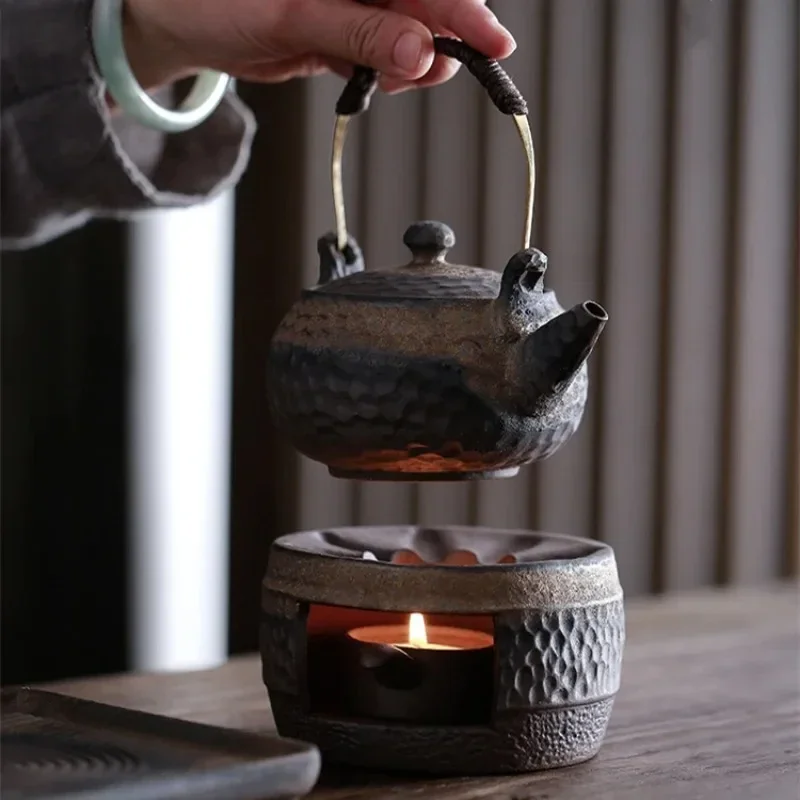 Stoneware Warm Tea Stove Ceramic Teapot Handle Pot Heating Furnace Kettle Tea Making Utensils Boiling Teapot Set Home Teaware