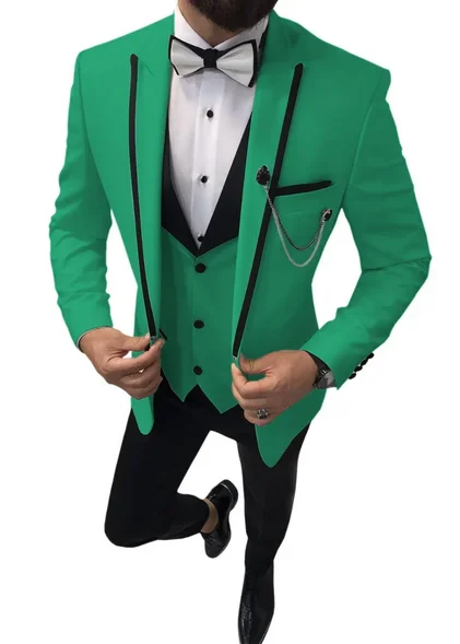 تخصيص أحدث معطف بانت تصاميم الرجال الدعاوى الرسمية الزفاف السماء الزرقاء بلغت ذروتها التلبيب العريس سهرة أفضل رجل السترة 3 قطعة زي H