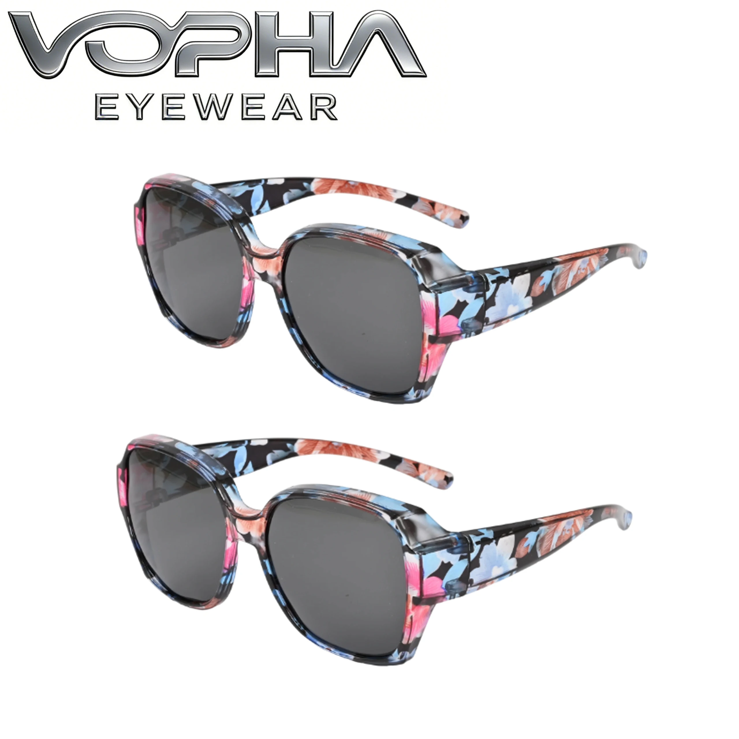 

VOPHA 2PCS Sunglasses Fit Over Glasses for Men Women Fit Over Prescription Glasses Lightweight Square Frame