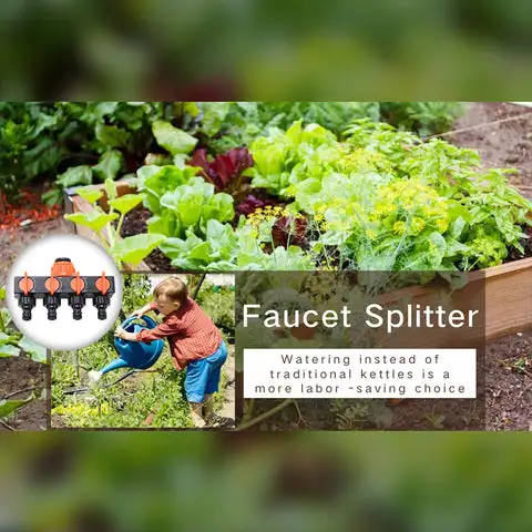 Gartenschlauch-Verteiler, 4-Wege-Wasserhahn-Verteiler, Schlauchanschluss-Verteiler mit vier unabhängigen Schaltern für die Bewässerung von Haus und Rasen – Detail 2