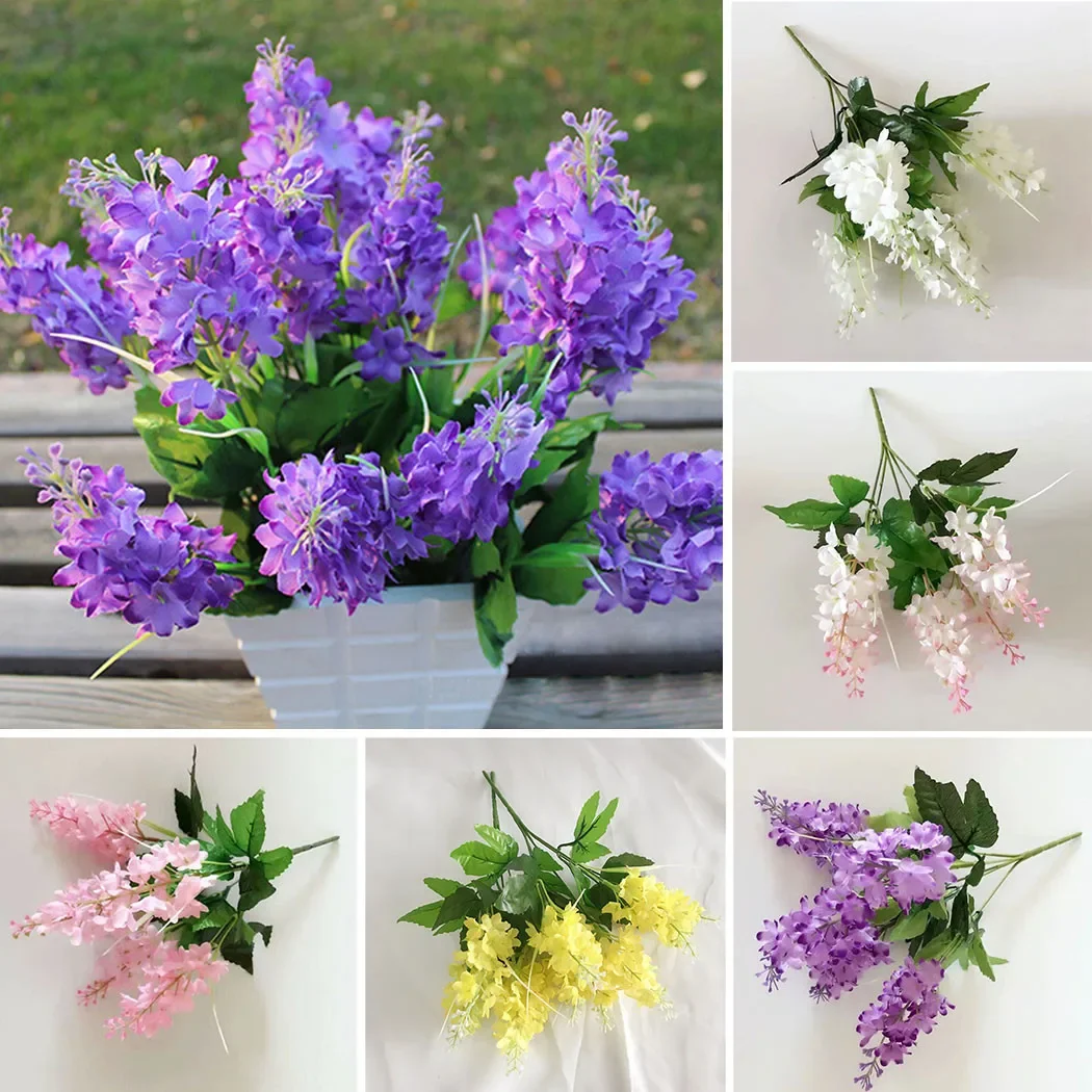 Hyacinth Artificial Flower Real Touch Realistic Wedding 33cm 5 Heads Bouquet Branch DIY Home Decor High Quality