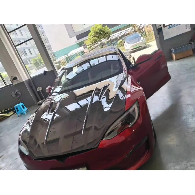 Superior Quality Dry Carbon Aero Refit Components Model S Plaid 2021+ Anti-Scratch Hood Exterior Styling Parts