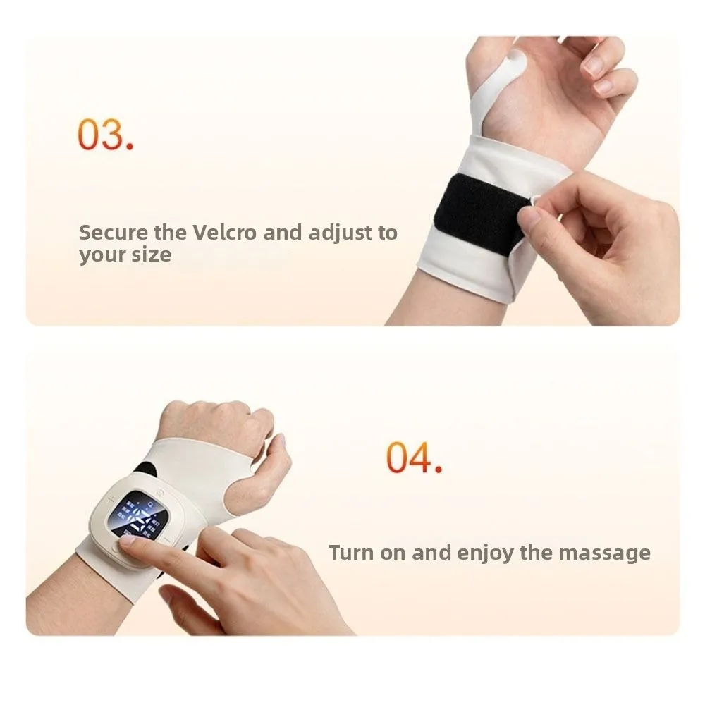 Vibration Mode EMS Wrist Massager Heat Compress Wireless Hand Massage Instrument 6 Massage Modes Kneading Hand Massager