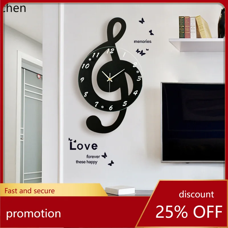 YFY Creative Musical Note Clock for Living Room, High-end Fashion Home  Wall Clock, Silent and No-Drill Wall-mounted Clock