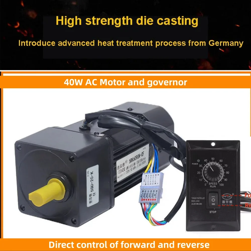 NEW 5RK40GN-CF 220V AC Geared Motors 40W Induction Small Machine  2.7RPM-450Rpm  with US-52 CW CCW SET