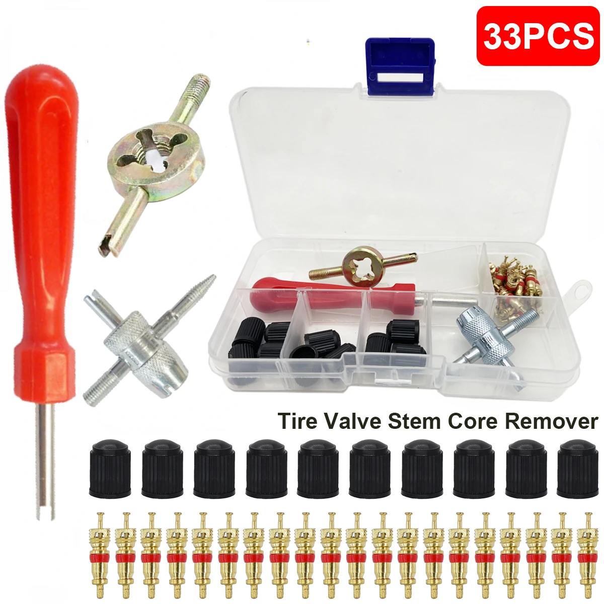 Car Bicycle Slotted Handle Tire Valve Stem Core Remover Screwdriver Tire Repair Install Tool Kit Auto Motorcycle Accessories