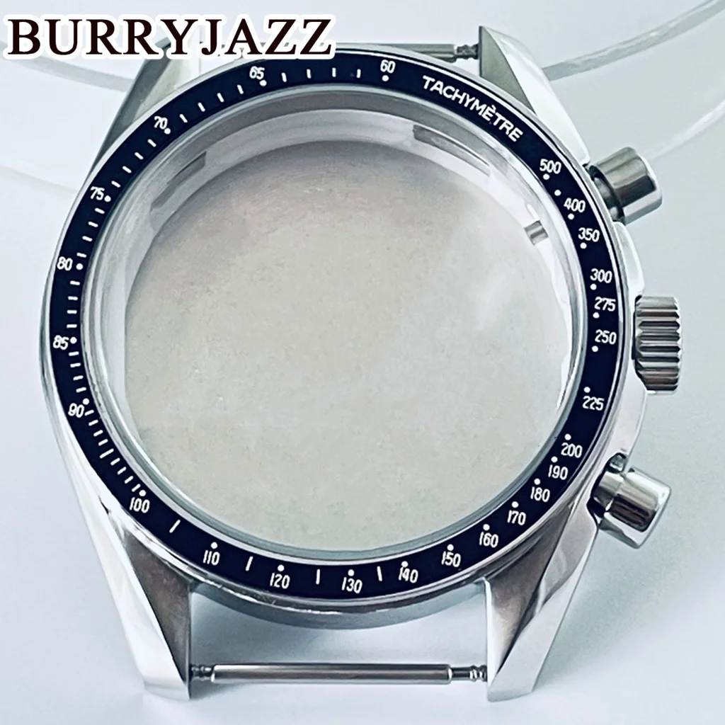 

BURRYJAZZ 40mm VK63 VK63A Quartz Movement Case Silver Stainless Steel Coaetd Glass Case