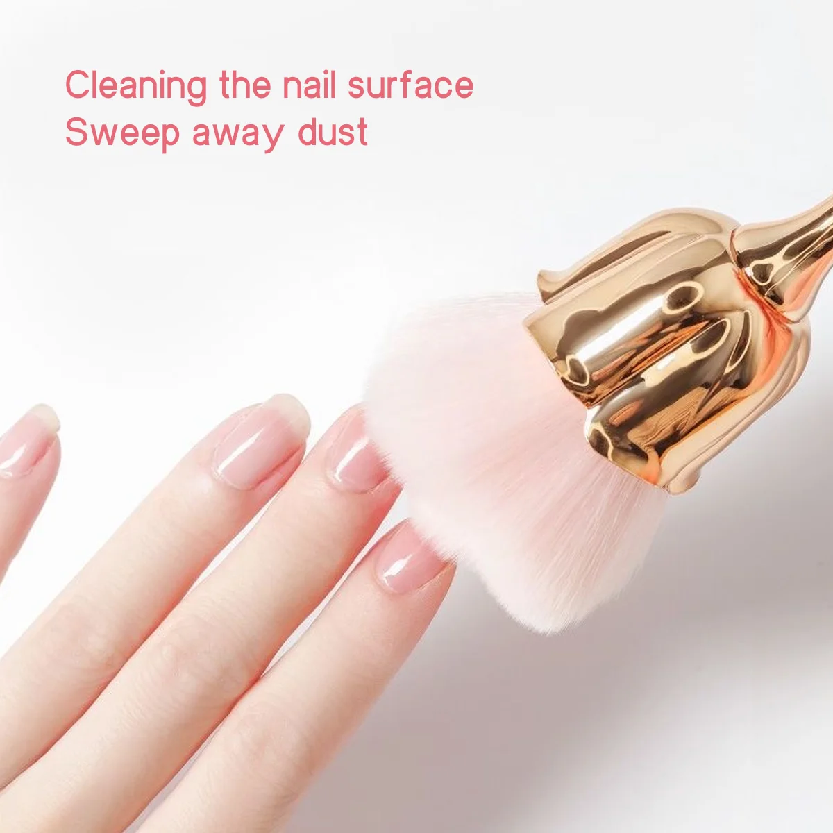 مانيكير على شكل وردة مع فرشاة أظافر فرشاة فنية ملحقات الأظافر أداة شعبية مستديرة ماكياج تلميع فرشاة إزالة الغبار #3