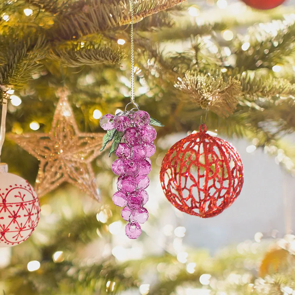 

3pcs Grape Cluster Pendant Acrylic Grape Ornament Simulation Fruit String Decorative Hanging For Wedding Party Kitchen Christmas