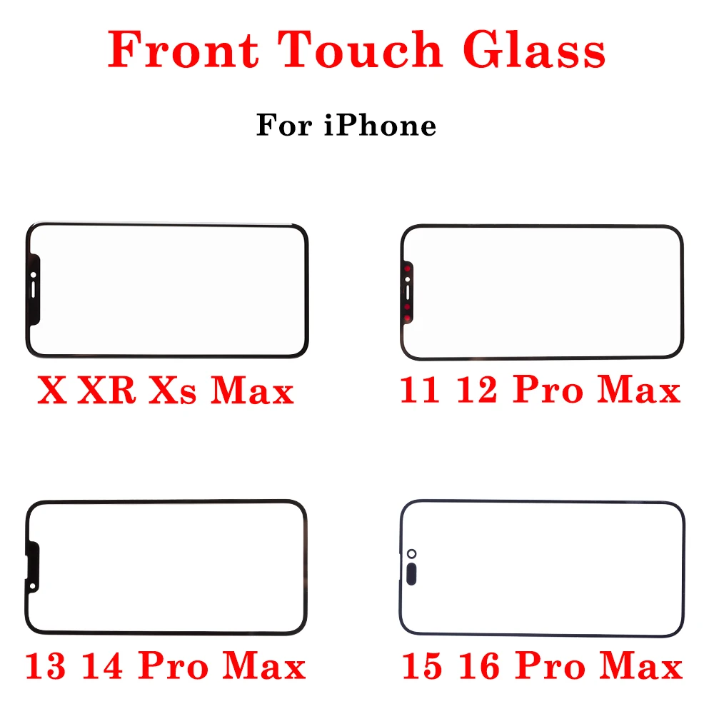 

Pop 1Pcs Brand Tested Front Screen Outer Glass With OCA For IPhone X XS XR Max 11 12 13 14 15 Plus Pro Max Mini LCD External Len