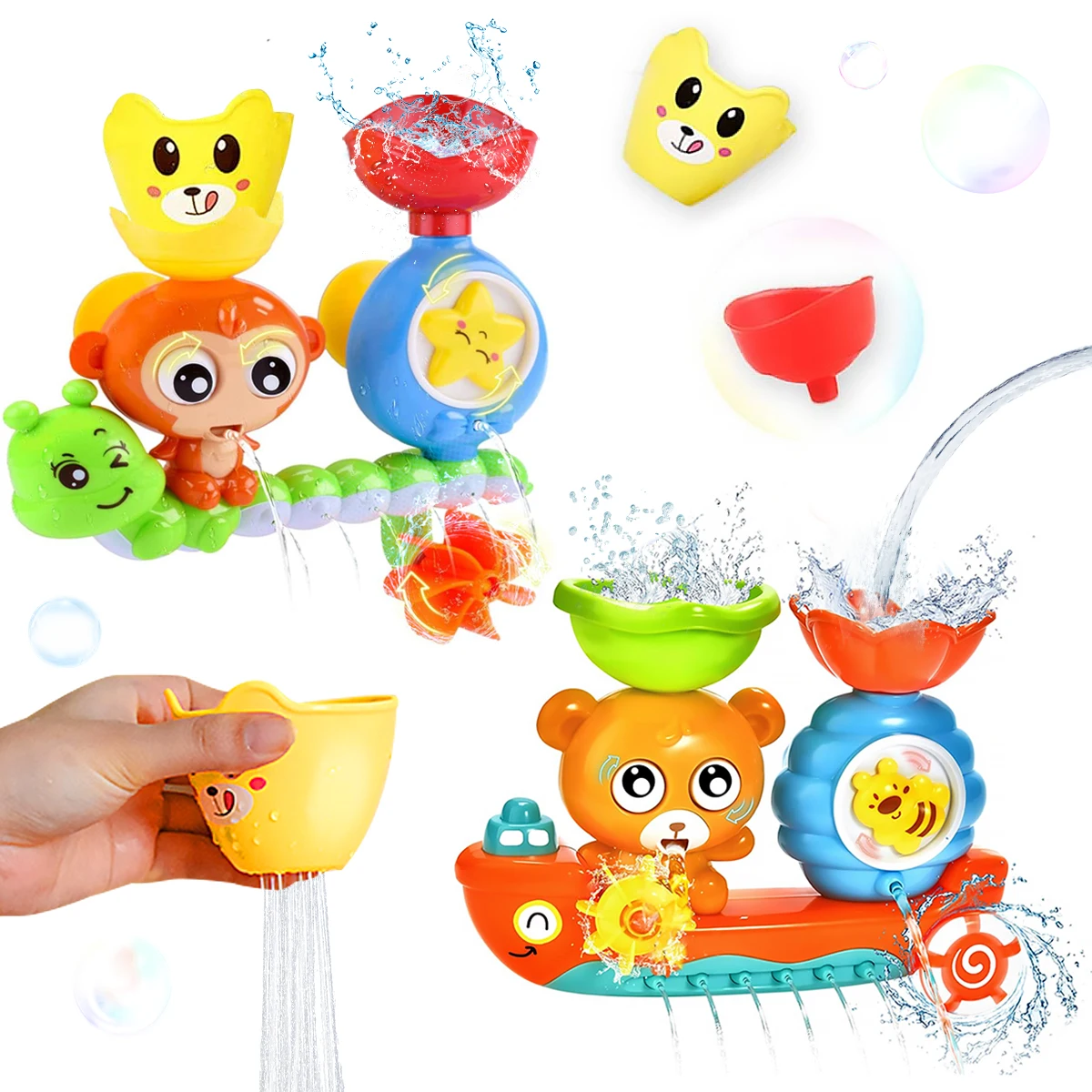 Baby Bath Toy Wall Sunction Cup Track Water Games Children Bathroom Monkey Caterpilla Bath Shower Toy for Boys Girls Gifts