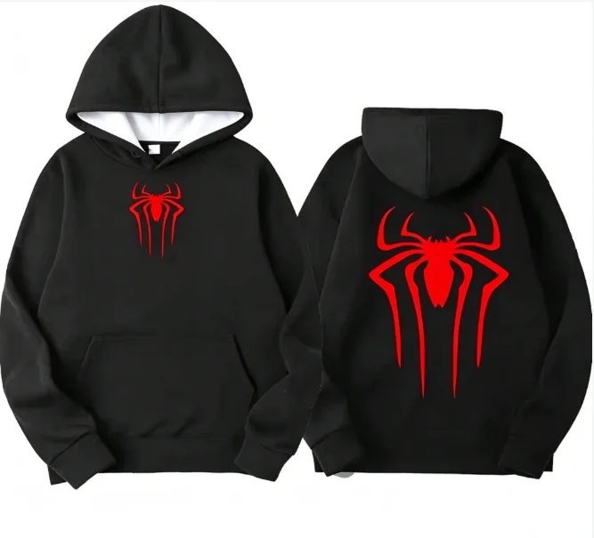 2026 Sweatshirt Fashion Spider Print Hoodie Adult Casual Sports Top Autumn and Winter Outdoor Harajuku Hooded Family Matching