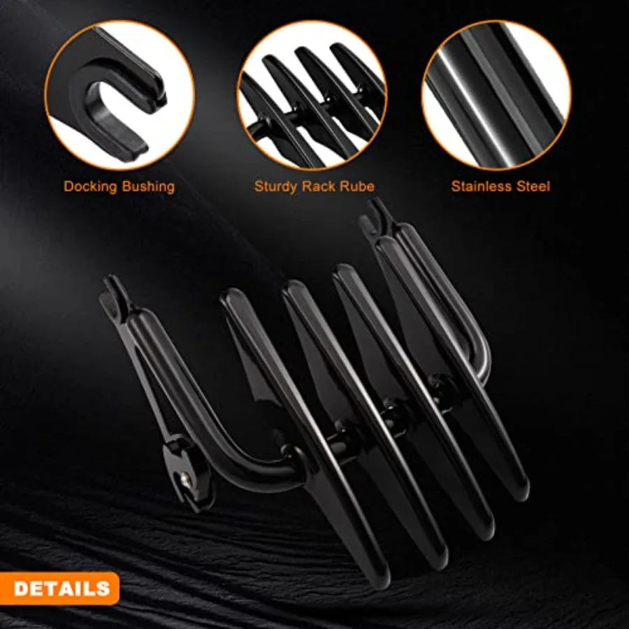 Stealth Mounting Luggage Rack with Detachable Trunk Rack and Front Engine Guard Highway Pegs Crash Bar Bumper Protector for Har