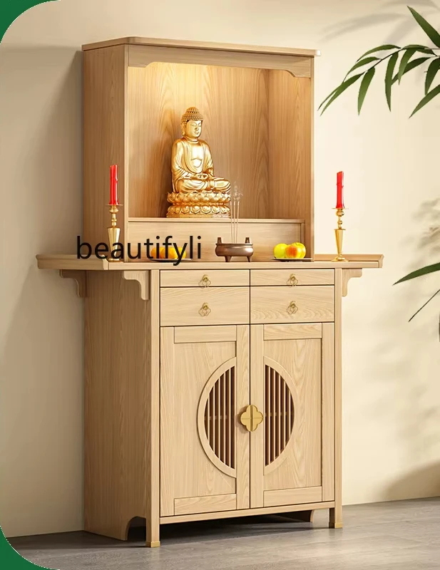 Solid wood shrine offering table Shentai incense table Household Buddha statue offering table Buddha cabinet