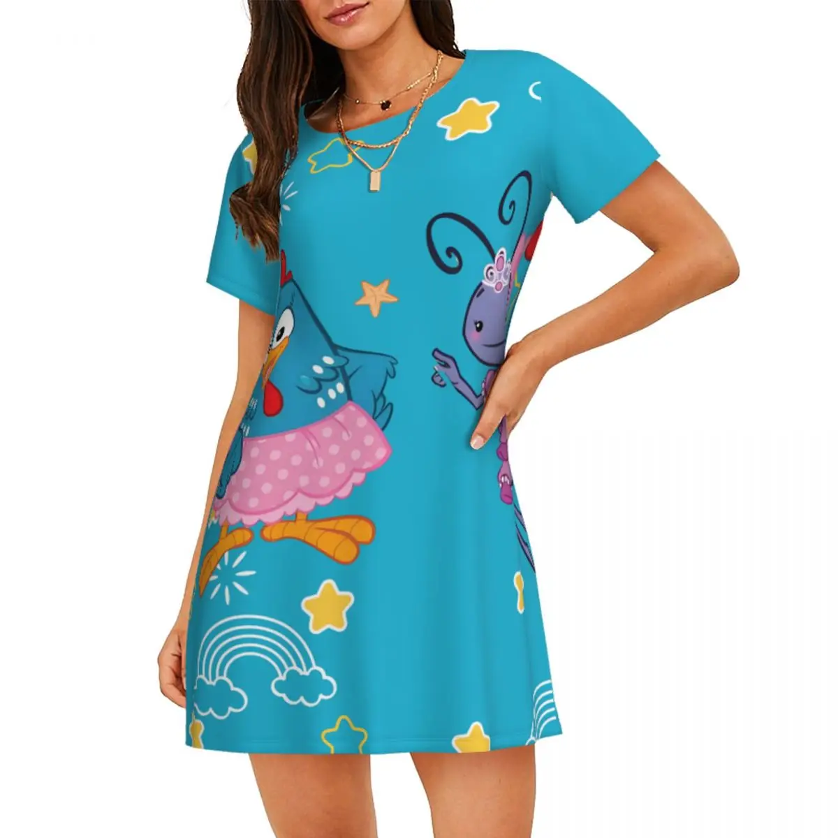 

Custom Galinha Pintadinhaes Short Sleeves Women Nightdress For Sleeping Womens Nightgown Dress Women Short Sleeve Nightgowns