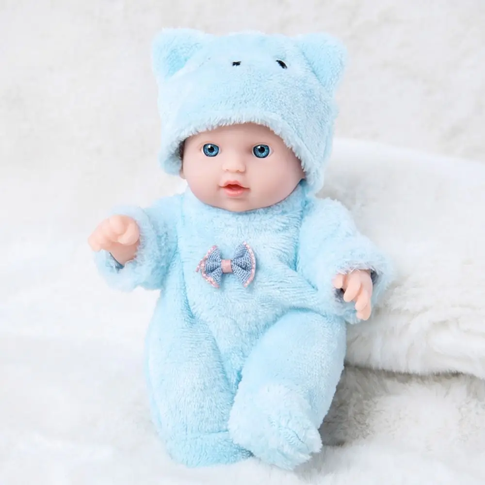 Vestiti di peluche Simulato Baby Doll Orso carino Vestiti e cappelli 20CM Bambola giocattolo Rosa e blu Realistica bambola in silicone Regalo per ragazza