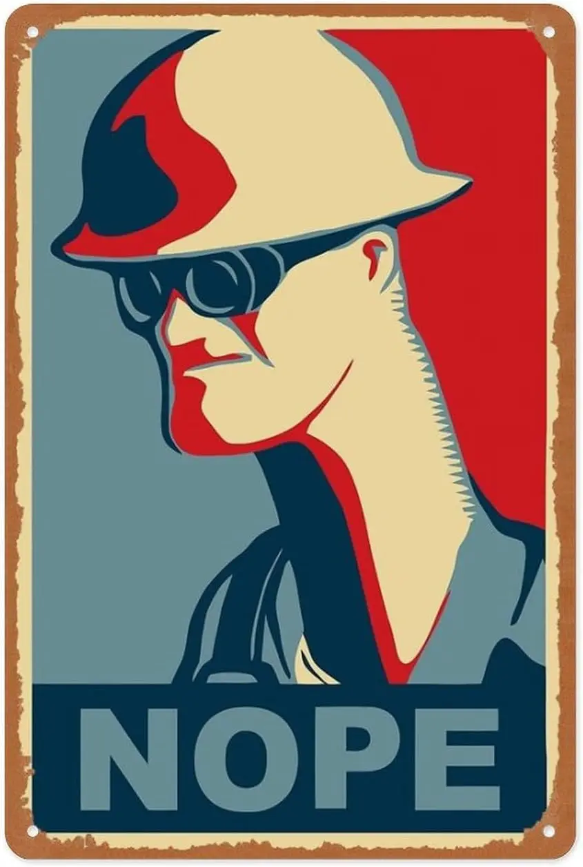 Wall Decor Sign - Team Fortress 2 Engineer Nope.avi Poster  Vintage Look Metal Sign,Bar, Man CAVE Art Decoration