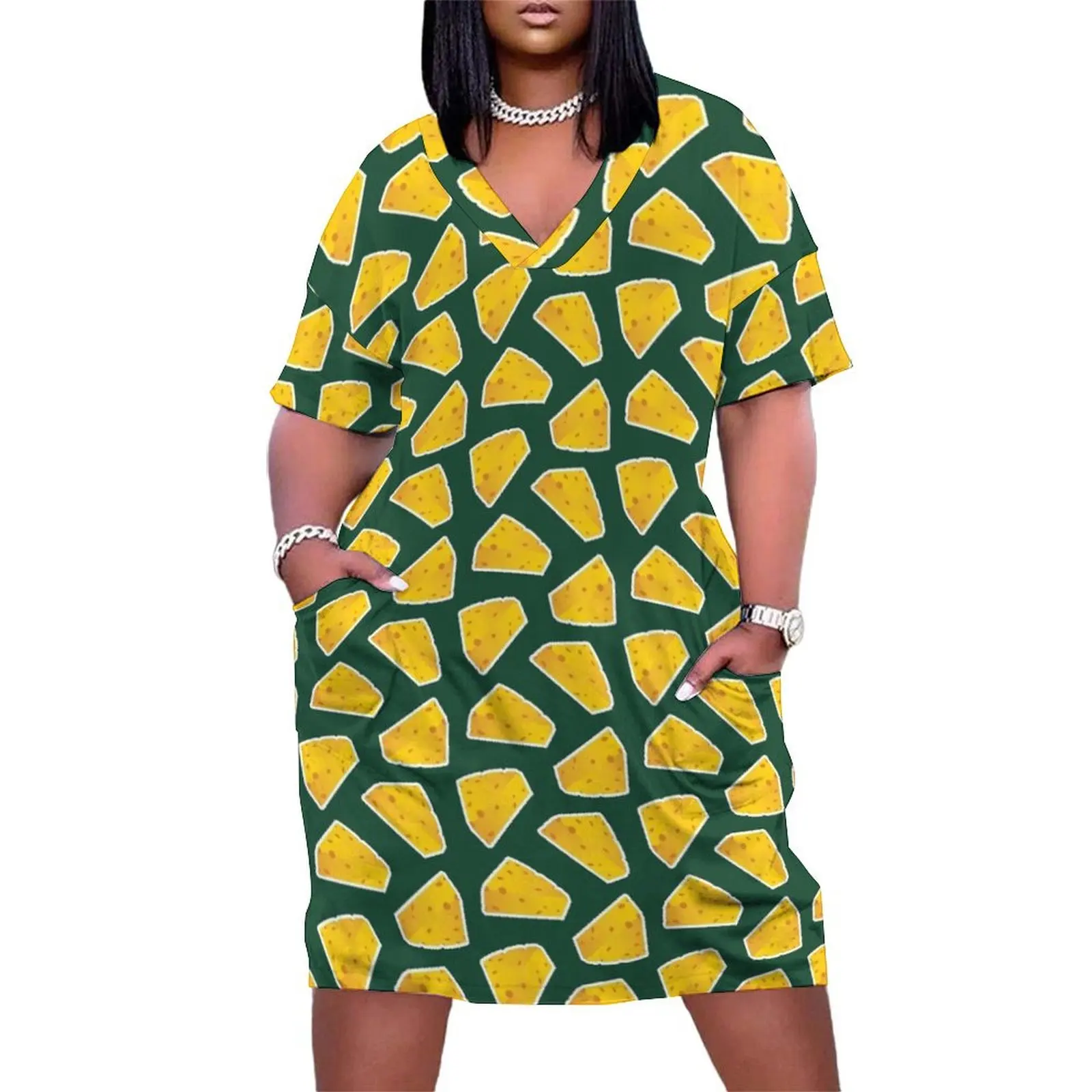 

Green Bay Packers Pattern, Green Background Loose Pocket Dress Women"s skirt Summer dresses for women Dress for girls