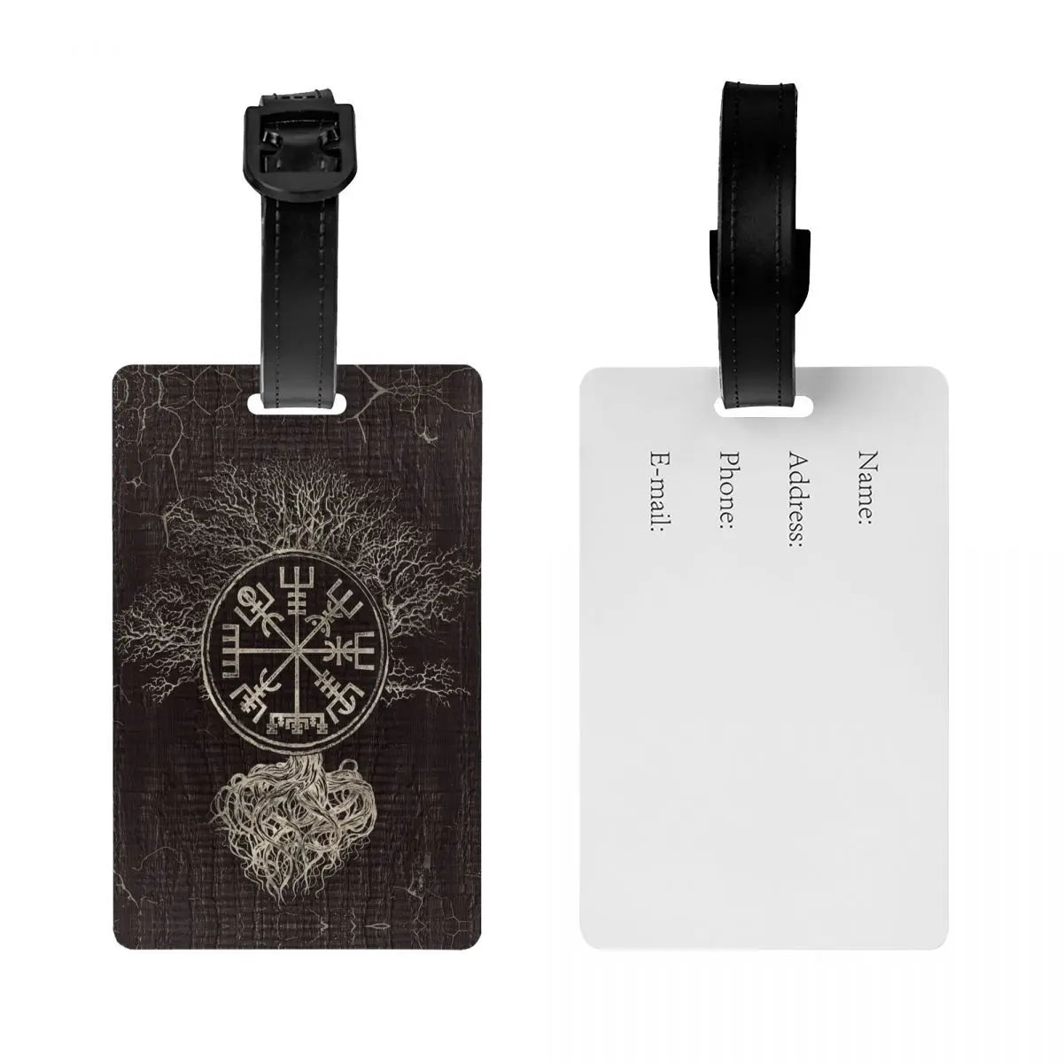 Vegvisir i drzewo życia Yggdrasil przywieszka bagażowa do walizka podróżna kompasu Viking etui na identyfikator prywatności