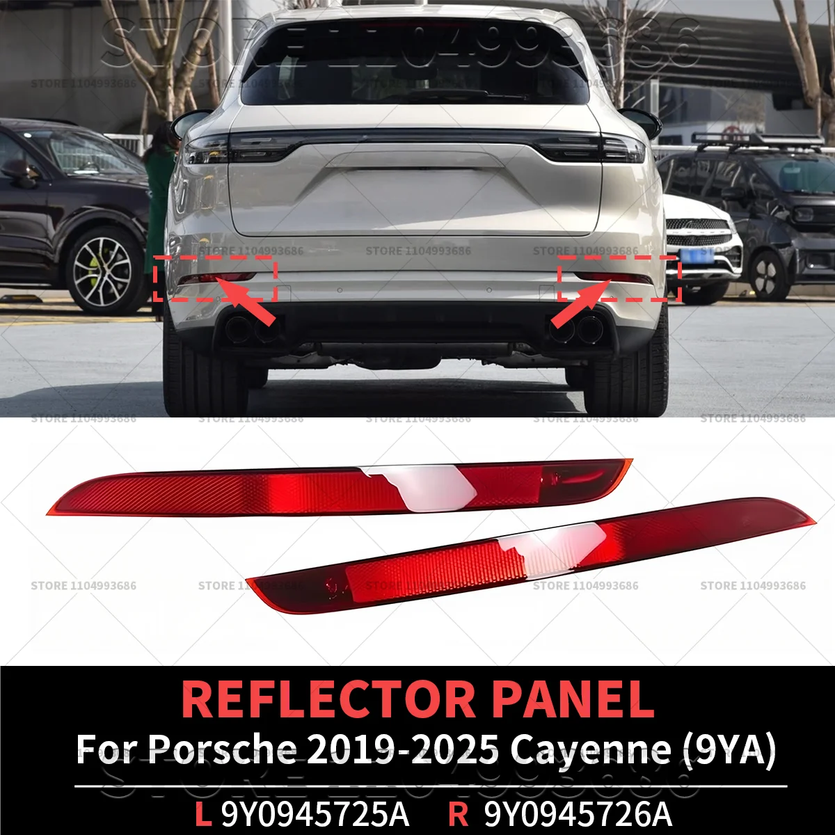 

For 2019 2020 2021 2022 2023 2024 2025 Porsche Cayenne 9YA Rear Tail Light Lamp Bumper Reflector Panel OEM 9Y0945725A 9Y0945726A