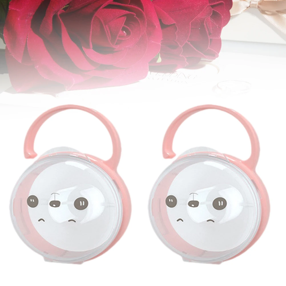 

2 шт., чехол для хранения соски, портативный держатель для детей, коробка для новорожденных, путешествия, мультяшный узор, разные цвета, прочный полипропиленовый материал, пылезащитный