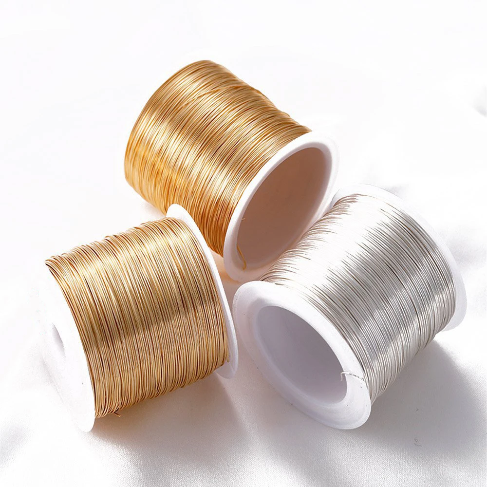 5 Meters 0.3mm-0.6mm Silver Gold Plated Copper Wire For Jewelry Making DIY Beading Wire Jewelry Cord String For Craft Making