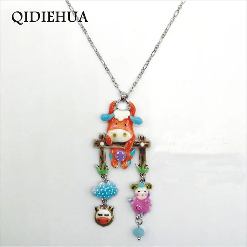 Statement Maxi Enamel Animal Long Necklace Alloy Pendant Chain Collar For Women Pets Accessories Fashion Jewelry Wholesale